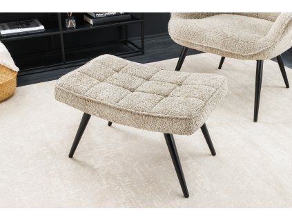 Designová retro podnožka Scandinavia Teddy greige
