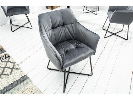 Designová židle Lone šedý samet