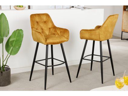 Designová barová židle Milla žlutá