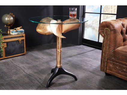 Designový stolek s tělem vrtule zlatý