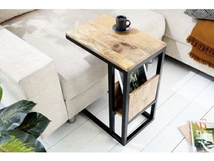 Příruční stolek Concierge 45 cm masiv mango s držákem na časopisy