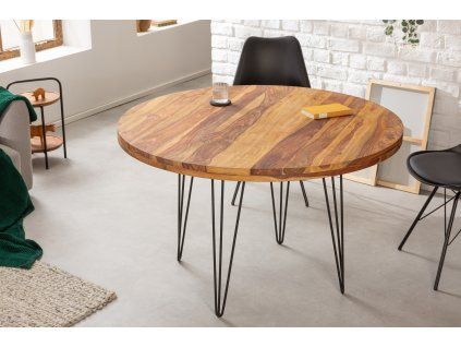 Kulatý jídelní stůl s masivní palisandrovou deskou 120cm.