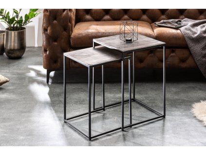 Moderní set dvou stolků Element stříbro/kov.