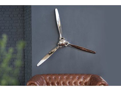 Moderní nástěnná dekorace 60cm stříbrná vrtule.
