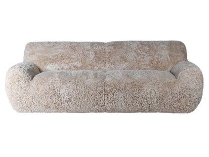 Pohodlná krémová pohovka Fluffy 240 cm s umělou ovčí kůží