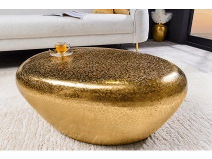 Konferenční stolek Stone 75 cm zlatý hliník