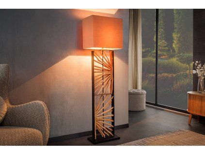 Designová stojací lampa z přírodního longanového dřeva