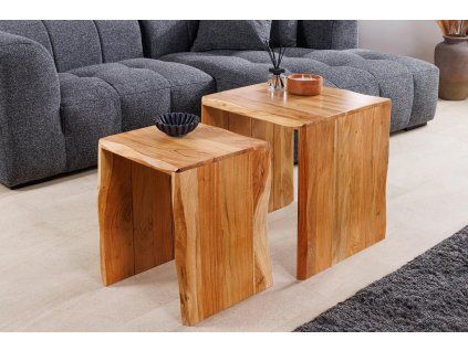 Set odkládacích stolků Kameron 55 cm moderní kov a dřevo