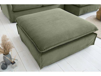 Stylový zelený manšestrový taburet Heaven 100 cm