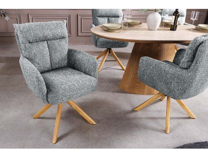 Stylová otočná židle Big Gina Oak šedá