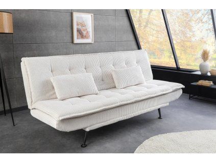 Designová rozkládací pohovka Limpiara 190 cm béžová manšestr