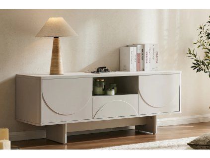 Moderní TV stolek Salon White 150 cm 3D mramor