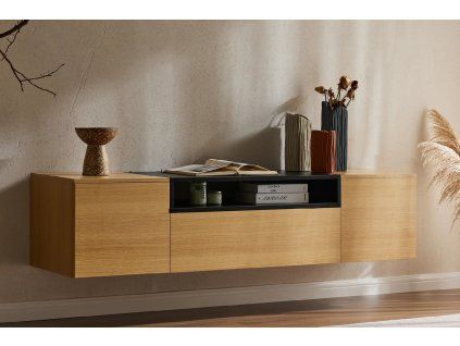Skandinávský TV stolek Syrakus Natural Black 160 cm