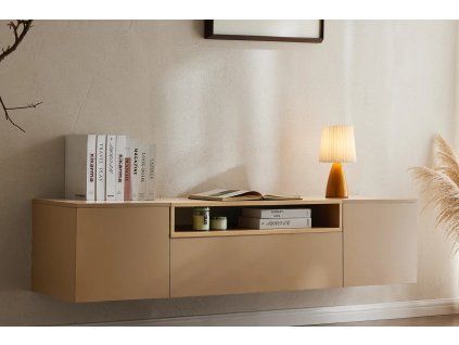 Stylový závěsný TV stolek Syrakus 160 cm Natural Greige
