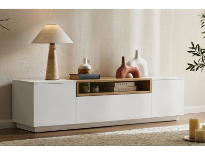 Stylový TV stolek Syrakus 160 cm White Natural