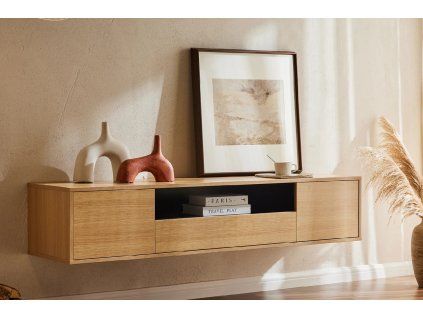 Stylový závěsný TV stolek Syrakus 150 cm Natural Black