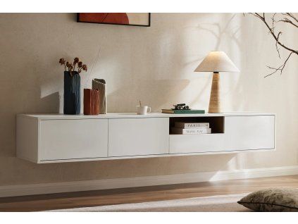 Moderní TV stolek Syrakus 200 cm White Natural