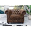 Designové Chesterfield křeslo v hnědé kůži