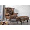 Designové Chesterfield křeslo hnědý samet