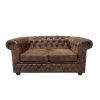 Elegantní kožená pohovka Chesterfield hnědá
