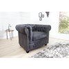 Designové Chesterfield křeslo v antickém šedém
