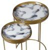 Art-deco set dvou příručních stolků s mramorovou deskou