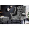 Designové křeslo Chesterfield šedý samet