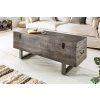 Dřevěná lavice/stolek s úložným prostorem Loft Mango 115cm šedá