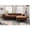 Luxusní rohová chesterfield sedačka Modern Barock 275cm hnědá