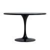 Kulatý jídelní stůl Brujo 120cm s černou deskou ze syntetického mramoru v art-deco stylu