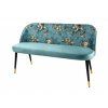Designová čalouněná lavice Flower 130cm tyrkys samet