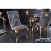 Luxusní jídelní židle Gold Modern Barock Lion šedá samet