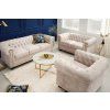 Stylová sametová sedačka Chesterfield champagne
