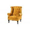 Stylové sametové křeslo Chesterfield žluté
