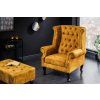 Designový Chesterfield taburet hořčicově žlutý