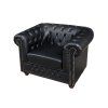 Luxusní křeslo Chesterfield černá ekokůže