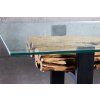 Štýlový konzolový stolík Barracuda 150cm teak sklenená doska