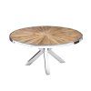 Stylový kulatý jídelní stůl Barracuda 140cm teak se skleněnou deskou