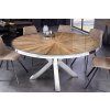 Stylový kulatý jídelní stůl Barracuda 120cm teak se skleněnou deskou