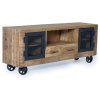 Industriální dřevěný TV stolek Linda 150 cm mango