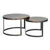 Set 2 stolků Liviola 76 cm designový kov dřevo